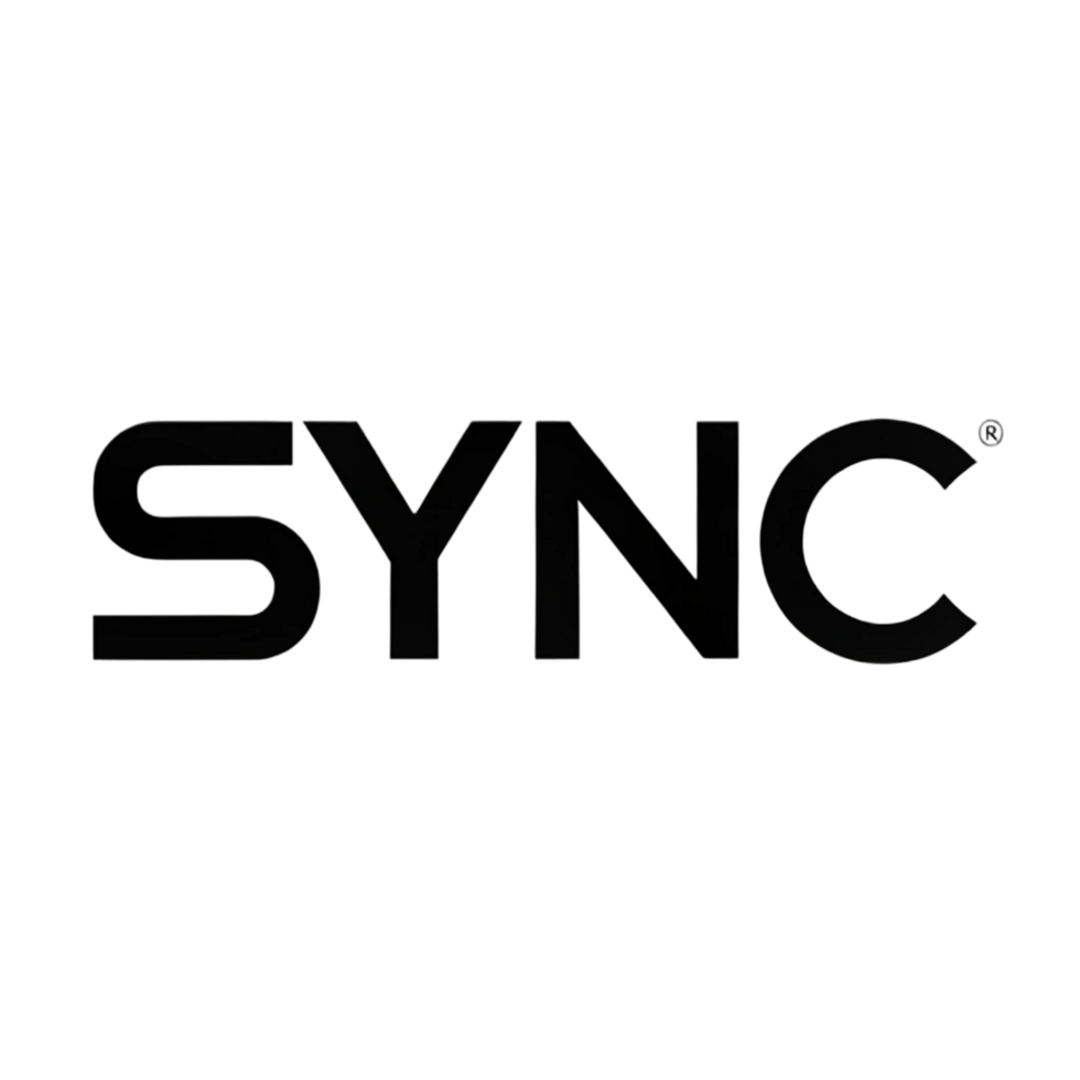 sync logo in bold letters isolated on a transparent background symbolizing seamless connection and data syncing free png